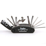 WOTOW 16 in 1 Multi-Function Bike Bicycle Cycling Mechanic Repair Tool Kit with 3 pcs Tire Pry Bars Rods