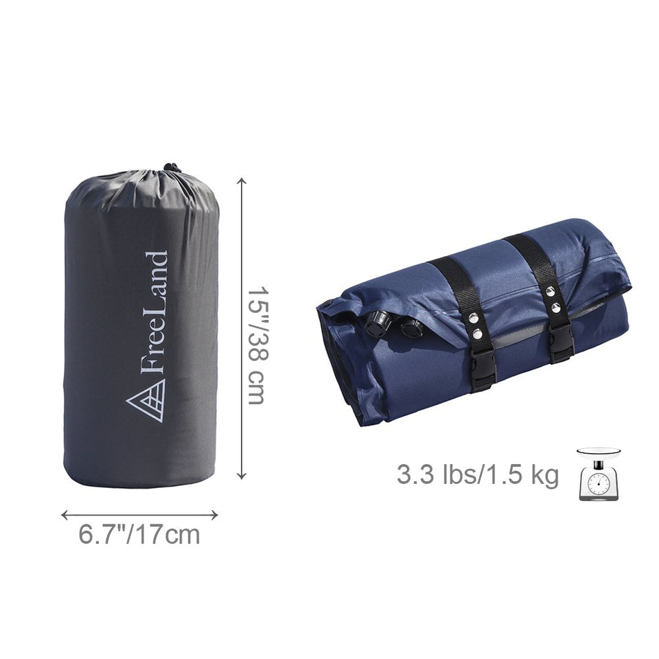 Freeland Camping Sleeping Pad Self Inflating with Attached Pillow, Compact, Lightweight, Large