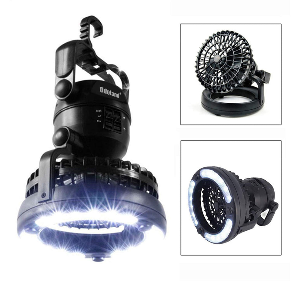 IMAGE Portable LED Camping Lantern with Ceiling Fan - Hurricane Emergency Survival Kit