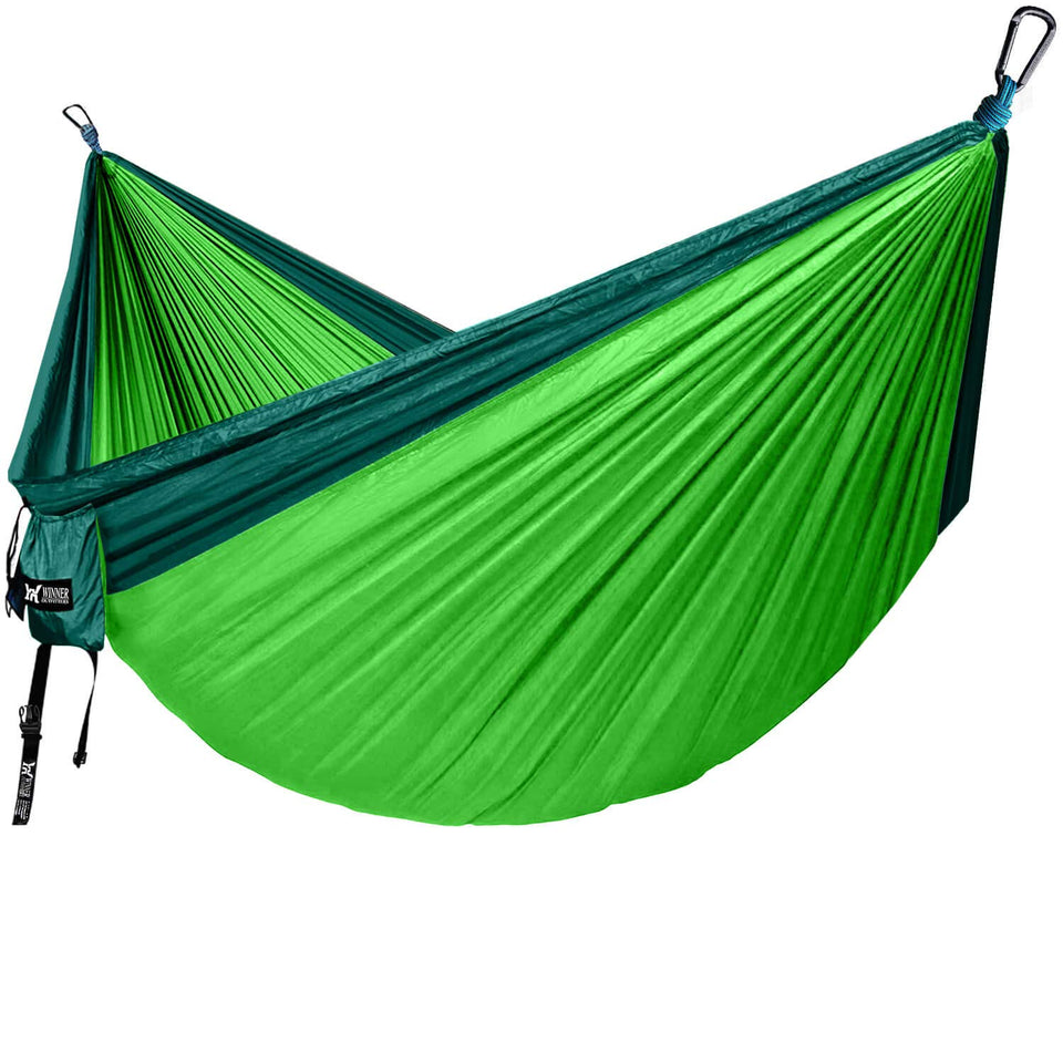 WINNER OUTFITTERS Double Camping Hammock - Lightweight Nylon Portable Hammock, Parachute Double Hammock for Backpacking, Camping, Travel, Beach, Yard.