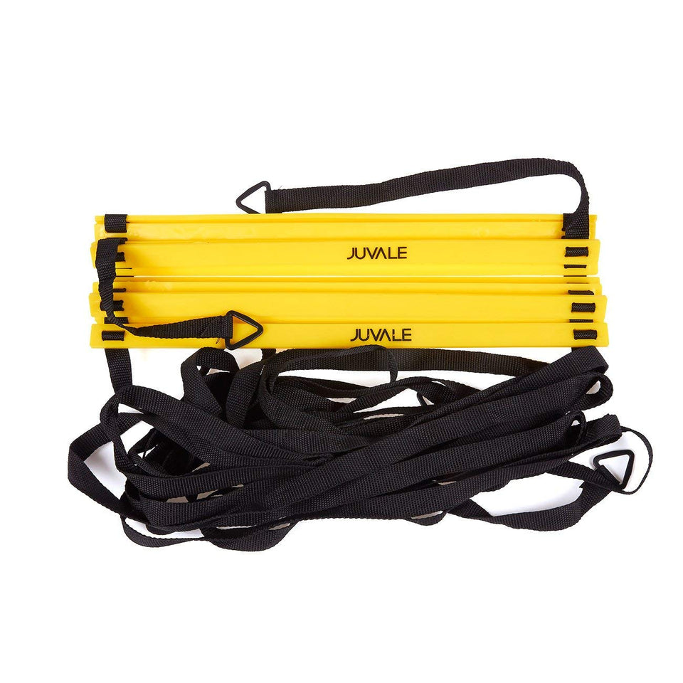 Juvale Speed and Agility Training Set - Includes Agility Ladder with Carrying Bag, 6 Disc Cones, Resistance Parachute, 4 Steel Stakes - for Speed, Coordination, Footwork, Explosiveness, Black, Yellow