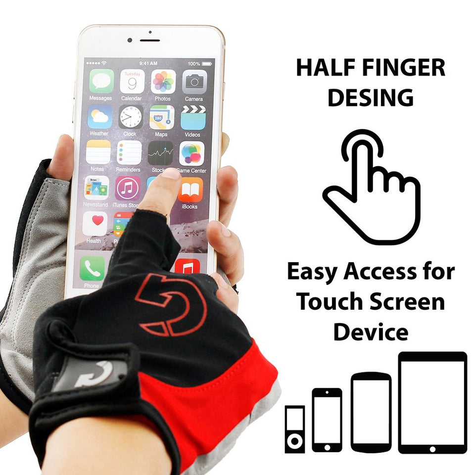 GEARONIC TM Cycling Bike Bicycle Motorcycle Shockproof Foam Padded Outdoor Sports Half Finger Short Riding Biking Glove Working Gloves
