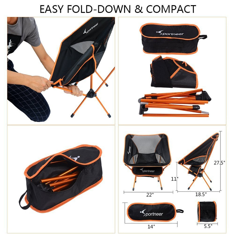 Sportneer Portable Lightweight Folding Camping Chair for Backpacking, Hiking, Picnic