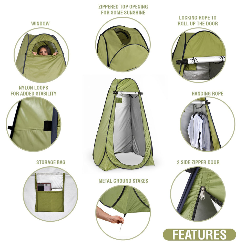 Pop Up Privacy Tent – Instant Portable Outdoor Shower Tent, Camp Toilet, Changing Room, Rain Shelter with Window – for Camping and Beach – Easy Set Up, Foldable with Carry Bag – Lightweight and Sturdy