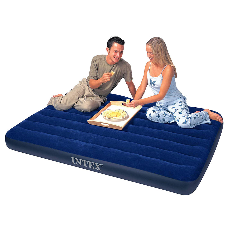 Intex Classic Downy Airbed Set with 2 Pillows and Double Quick Hand Pump, Queen