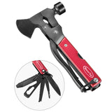 14 in 1 Stainless Steel Multitool in Durable Black Oxide, Perfect for Camping, Survival Kit, Outdoors, Car Tool with Hammer, Axe, Knife, Plier, Screwdrivers, Saw, Fish Descaler, Wrench, Bottle Opener+