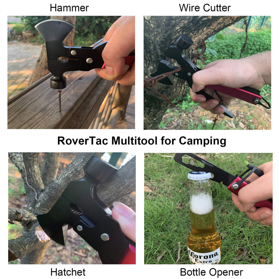 14 in 1 Stainless Steel Multitool in Durable Black Oxide, Perfect for Camping, Survival Kit, Outdoors, Car Tool with Hammer, Axe, Knife, Plier, Screwdrivers, Saw, Fish Descaler, Wrench, Bottle Opener+