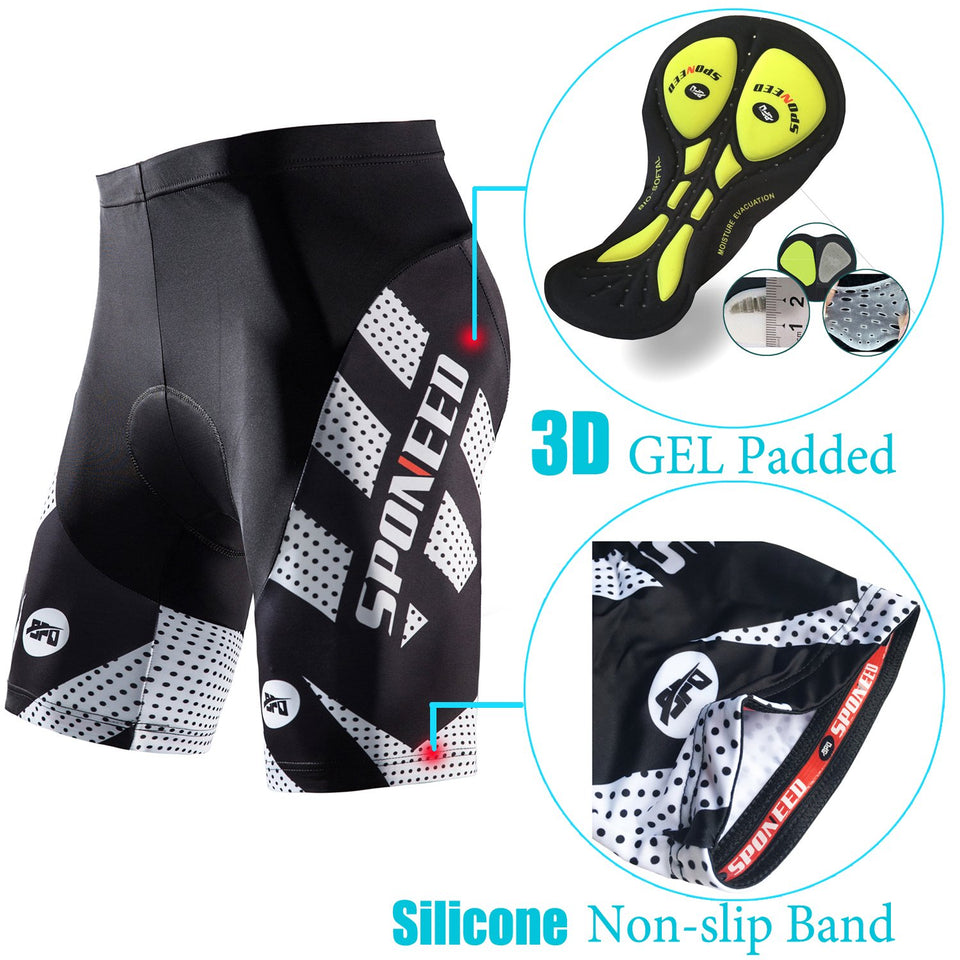 sponeed Men's Cycling Shorts Padded Bicycle Riding Pants Bike Biking Clothes Cycle Wear Tights