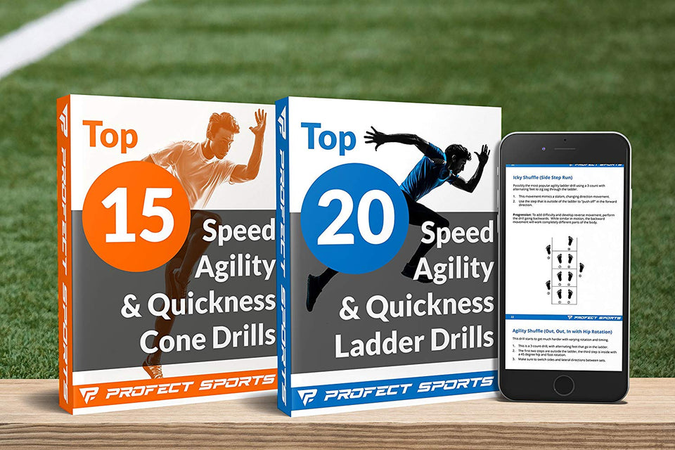 Pro Agility Ladder and Cones - 15 ft Fixed-Rung Speed Ladder with 12 Disc Cones for Soccer, Football, Sports Training - Includes Heavy Duty Carry Bag, 4 Metal Stakes and Top 20 Agility Drills eBook