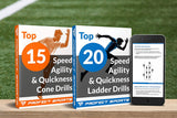 Pro Agility Ladder and Cones - 15 ft Fixed-Rung Speed Ladder with 12 Disc Cones for Soccer, Football, Sports Training - Includes Heavy Duty Carry Bag, 4 Metal Stakes and Top 20 Agility Drills eBook